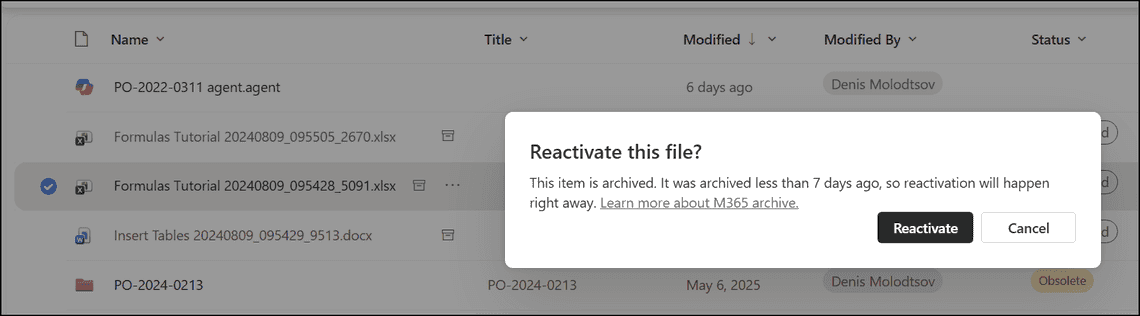 Restore file