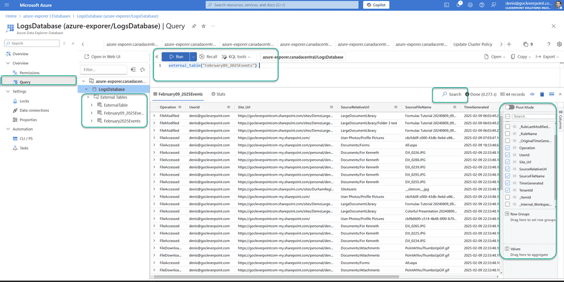 Query the external table