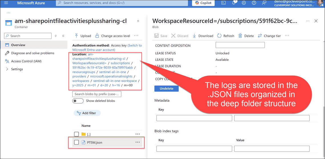 Log files are stored deep in the folder structure