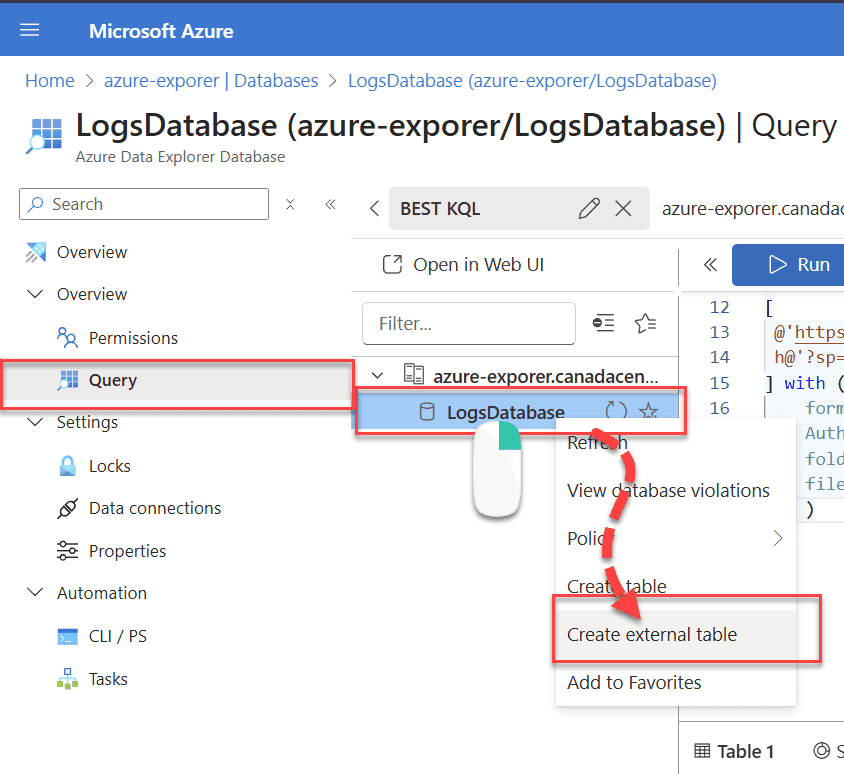 create an external table