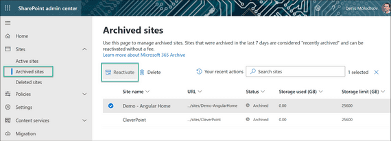 Archive SharePoint Online Sites Using M365 Archive Feature | Denis ...
