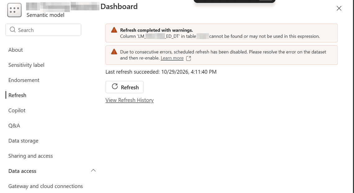 Last refresh succeeded