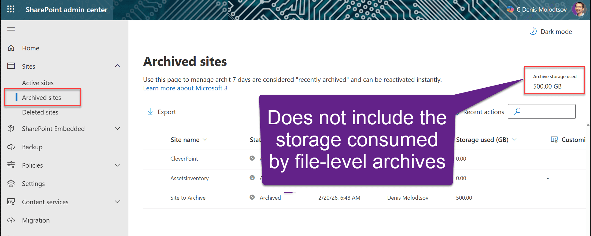 Archive Feature Archive SharePoint Files Using M365 Archive Feature | Denis Molodtsov Blog