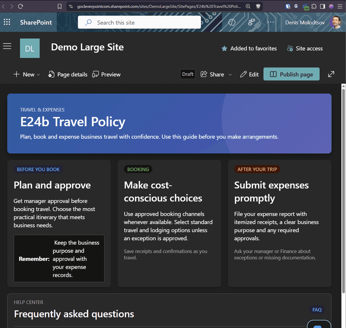 A Travel Policy page in the same style