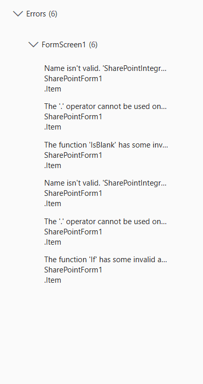MCP sync_canvas produces six SharePointIntegration errors