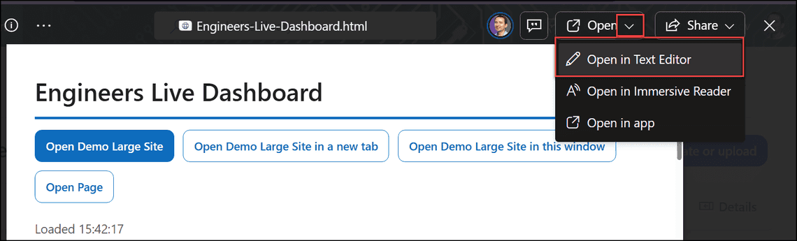 Open HTML file in Text Editor