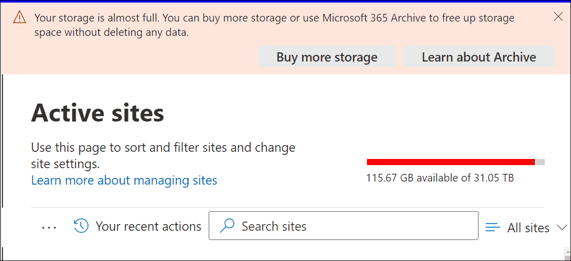 Storage is almost full