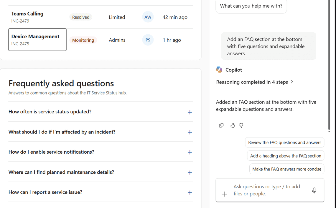 An FAQ added in the same style
