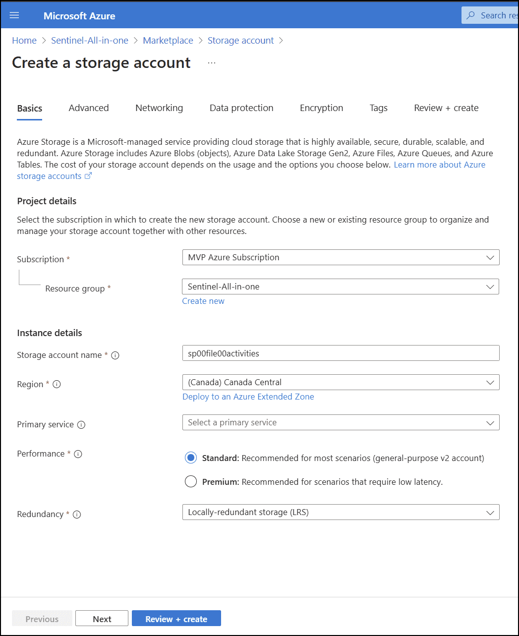 Create an Azure storage account