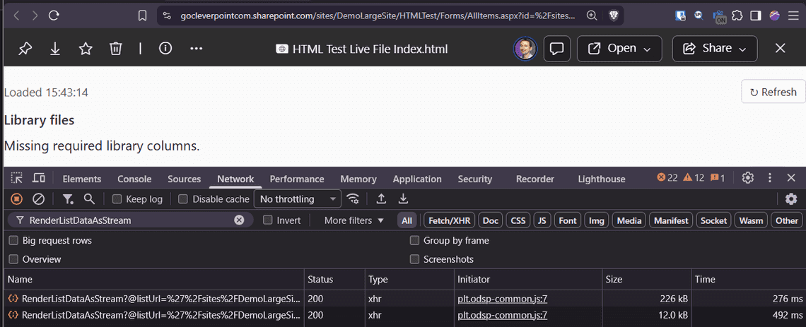 Missing required library columns