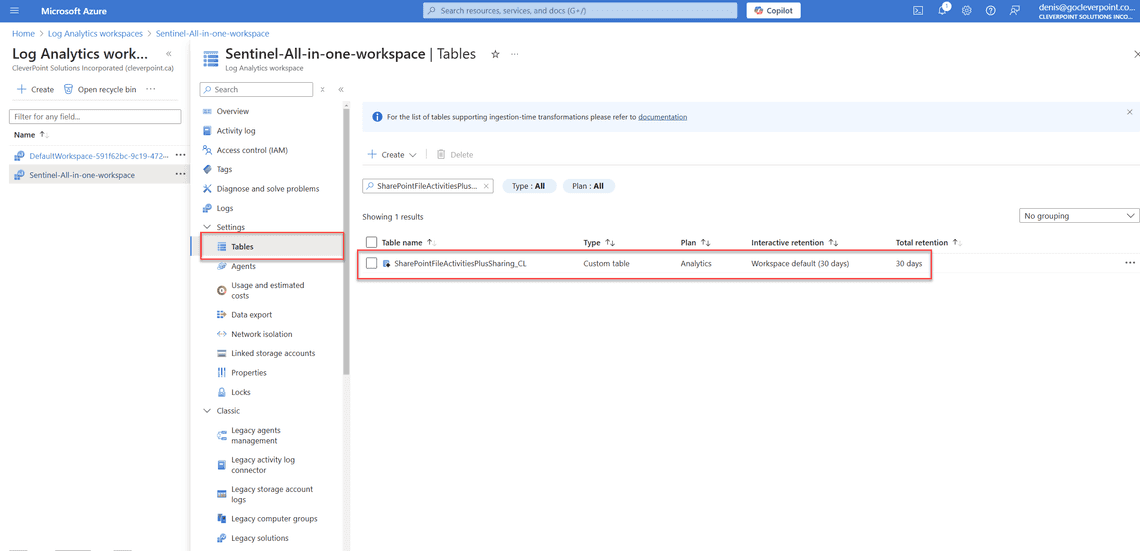 SharePointFileActivitiesPlusSharing_CL table