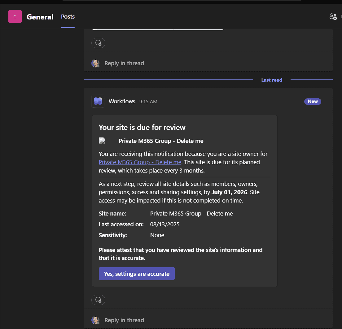 Adaptive card as visible in MS Teams