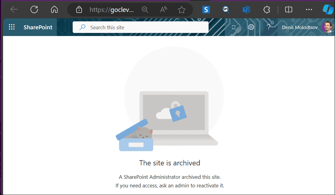 Trying to access archived site - getting an error message