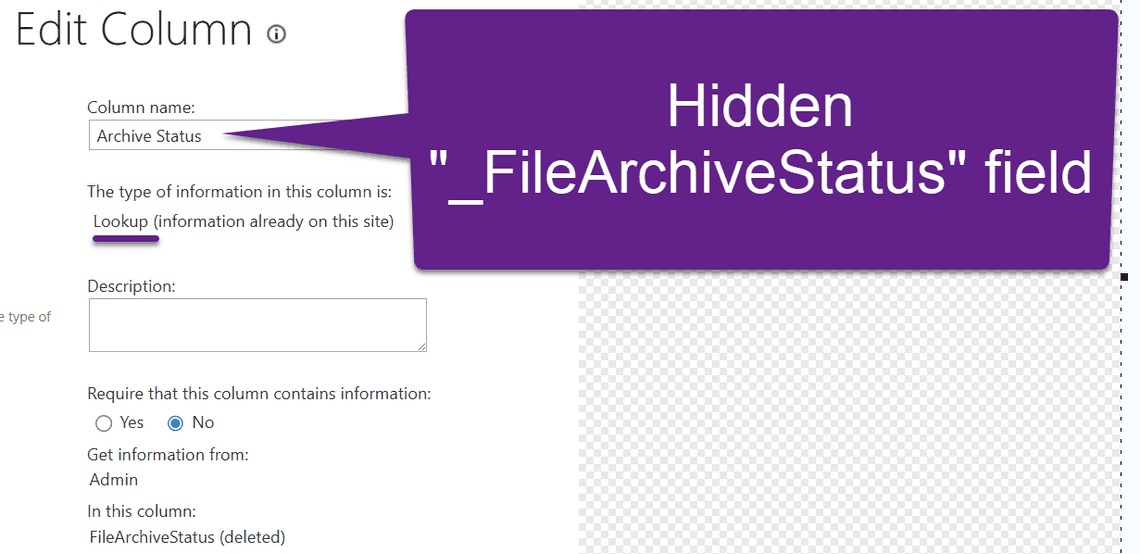 Hidden _FileArchiveStatus column