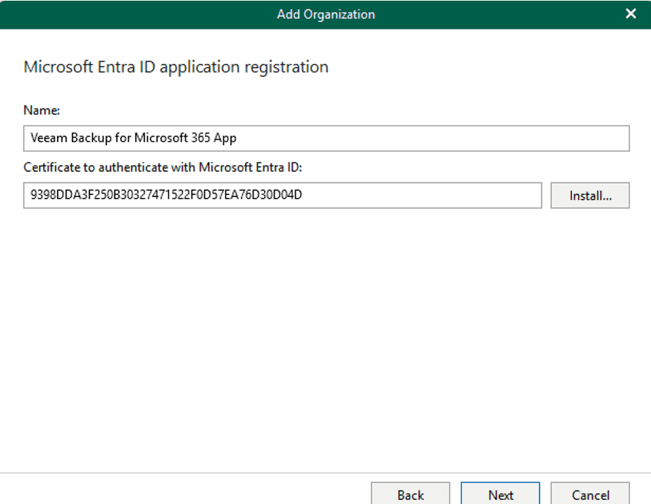 Add organization. Entra ID App