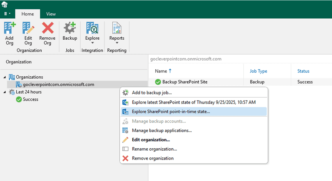 Explore SharePoint backups