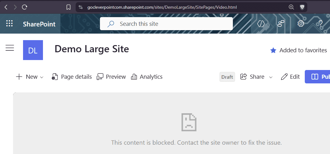 This content is blocked: a SharePoint video in a frame