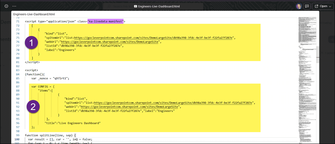 HTML data source config